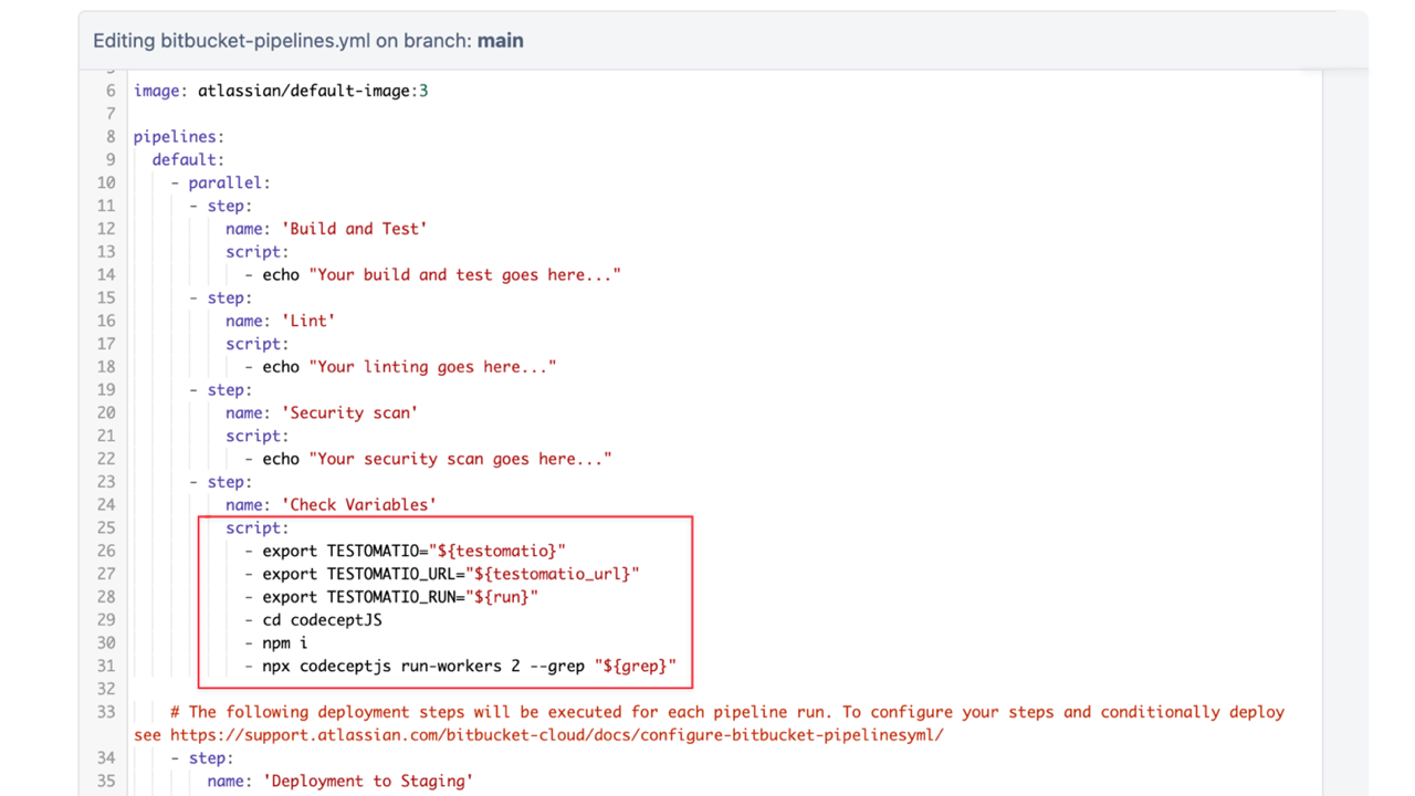 Testomat.io - Bitbucket Job Step