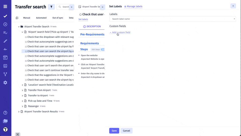 Testomatio - Assign Label & Custom Field