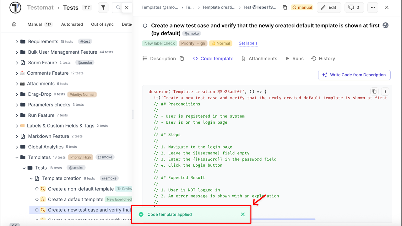Confirmation message
